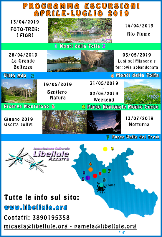 programma escursioni nel Lazio da Aprile a Luglio